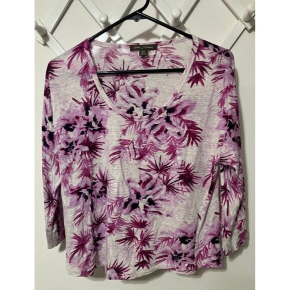 Tommy Bahama Women’s 100% Linen Pink Floral Hawaiian Shirt Blouse Size S/P - Picture 1 of 6